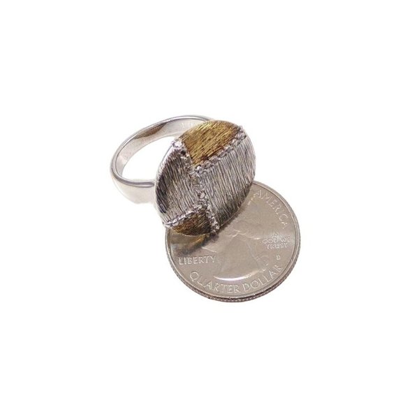 Sterling Silver Gold Vermeil Patchwork Circle Natural Diamond Accent Ring Size 9 - Picture 6 of 6